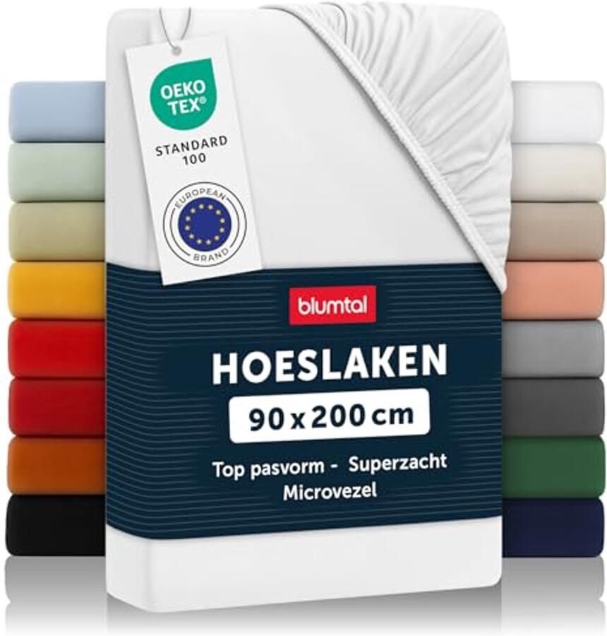 Fitted sheet Microfibre 90 x 200 cm Oeko-Tex gecertificeerd Hoeslaken tot 25 cm matras hoogte Wit