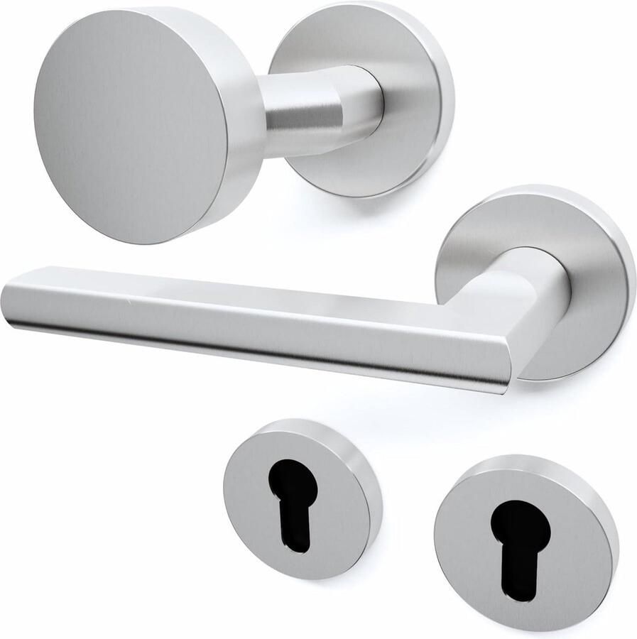 Fixed curved stainless steel door handle for interior doors KIRK-R2 model