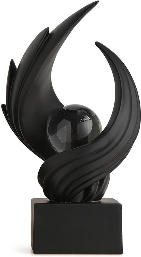 FJSPERM Zwarte decoratieve moderne wervelende beelddecoratie voor de woonkamer minimalistische beeldplankdecoratie-accenten abstracte kunstsculptuurdecoratie voor kantoor salontafel en dressoir (zwart)