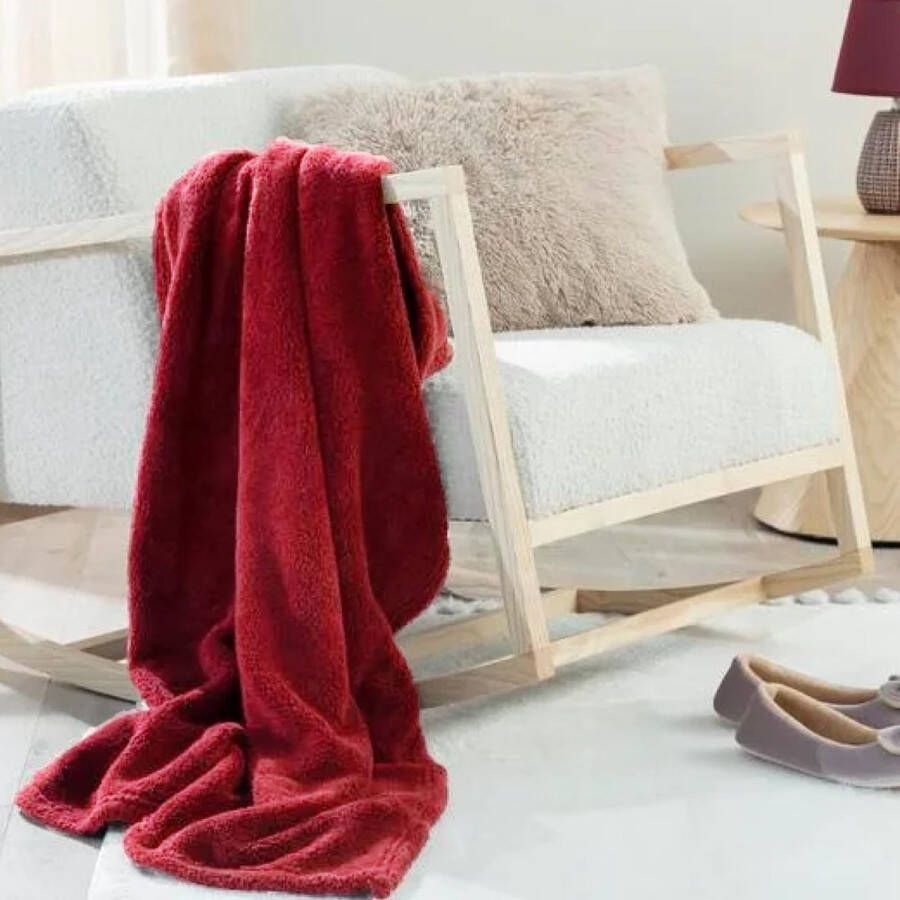 Flanel Fleece Deken Knuffelig Gezellig Zacht Pluizig Pluche Warme Bank Plaid Deken Perfecte Hoes voor Grote Banken Bedden Fauteuils Banken Reizen 120x170 cm Bordeaux