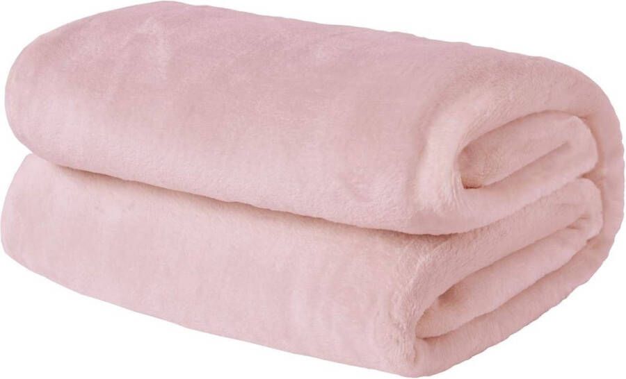 Flanel Fleece Ultra Zachte Grote Deken Gooi over Pluizige Warme Sprei voor Slaapkamer Eenpersoonsbed Sofa Bank Blush Roze 120 x 150cm