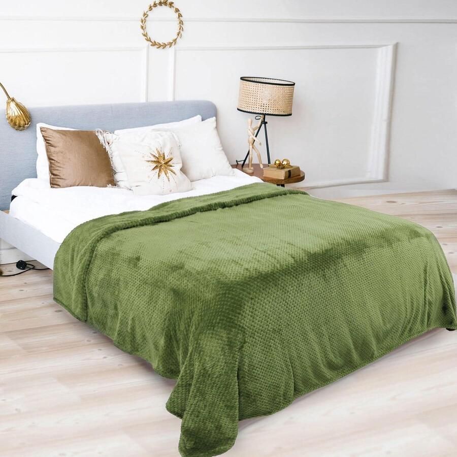 Flanellen deken Zacht Warm Pluche Lichtgewicht en Pluizig Voor Bank Comfortabel en Knus