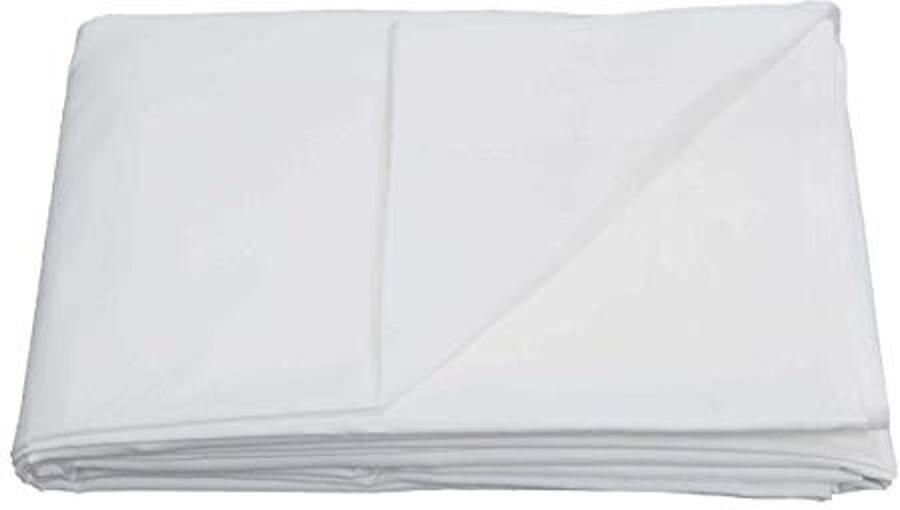 Flat Sheet Linen Bed Linen Soft Cotton Blend Easy Care White Double Size