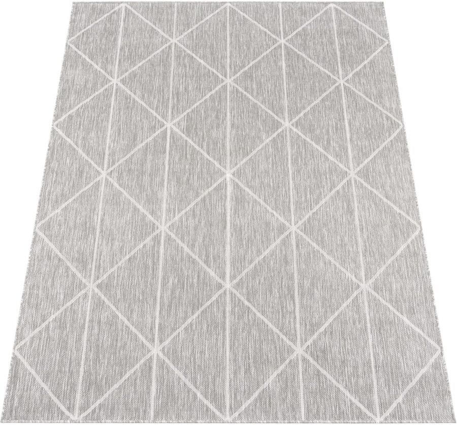 Flat-Woven Outdoor Rug-Scandinavisch en etnisch diamantpatroon-Duurzaam gemakkelijke zorg veelzijdig voor terras en balkon