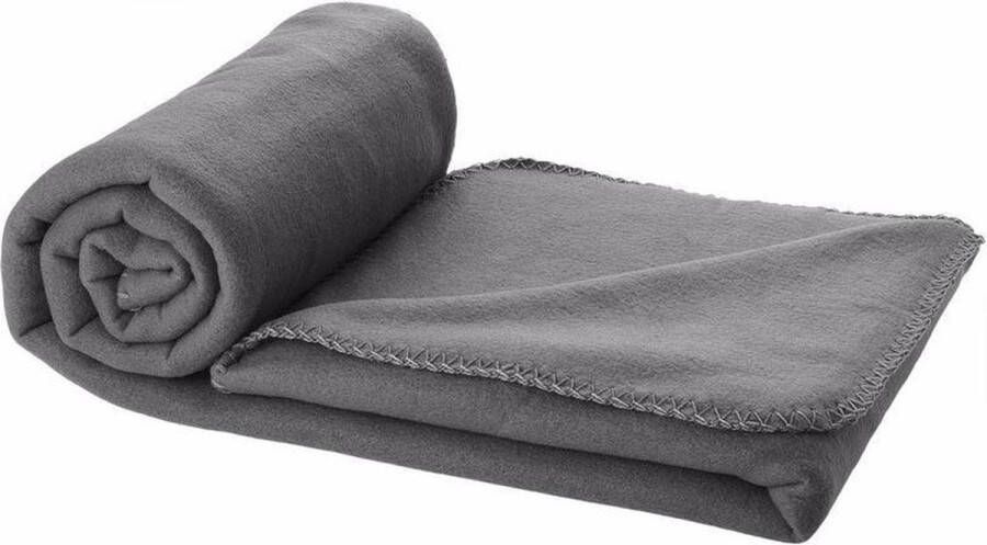 Fleece bank deken plaid antraciet grijs 150 x 120 cm warme huis woon dekens