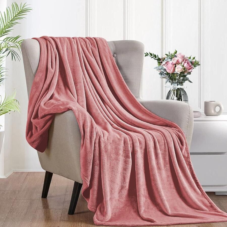 Fleece deken Een- of Tweepersoons 160 x 210 cm Kinderflanel Bed Roze Super Zacht