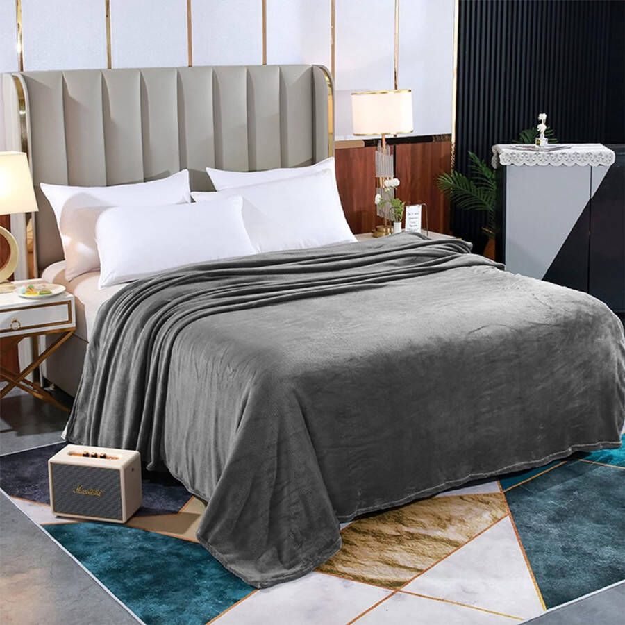 Fleece Deken Extra Zacht 100% Polyester Bankdeken Grote Winterdeken Warme Deken voor Bed Grijs 130x160cm