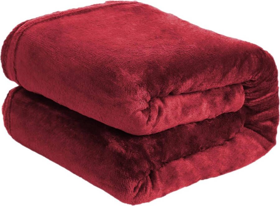 Fleece Deken Extra Zacht 100% Polyester Bankdeken Grote Winterdeken Warme Deken voor Bed Rood 130x160cm