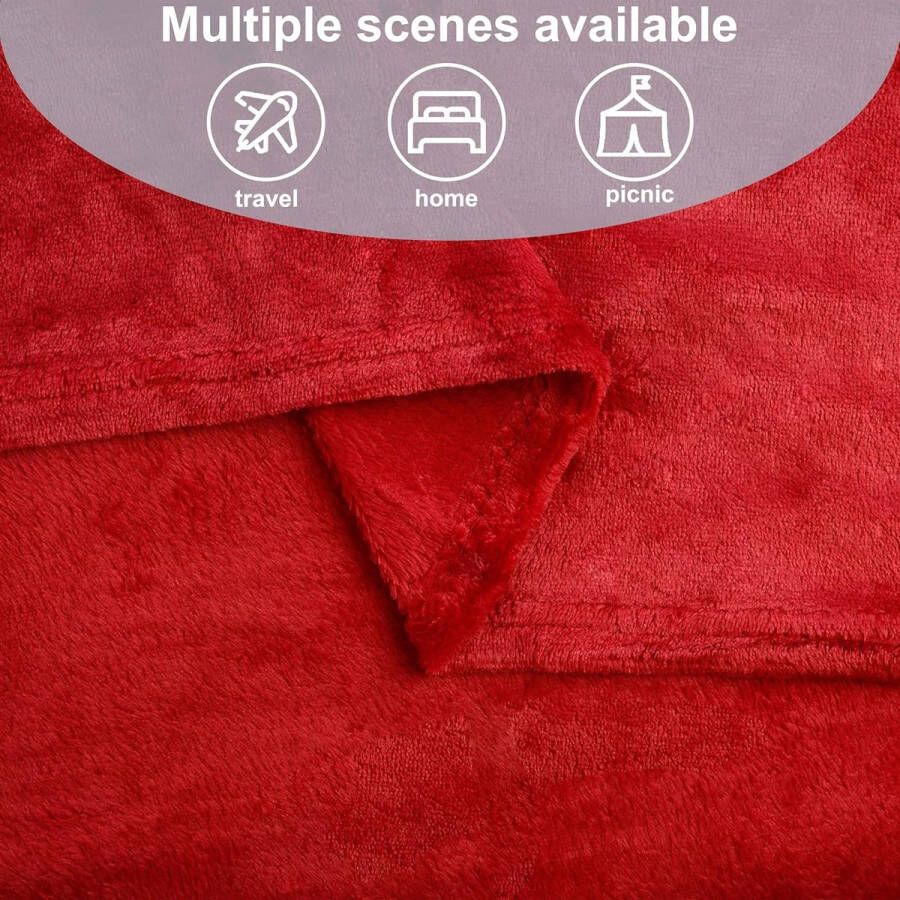 Fleece Deken Extra Zacht 100% Polyester Bankdeken Grote Winterdeken Warme Deken voor Bed Rood 130x160cm