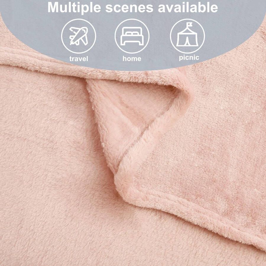 Fleece Deken Extra Zacht 100% Polyester Bankdeken Grote Winterdeken Warme Deken voor Bed Roze 130x160cm
