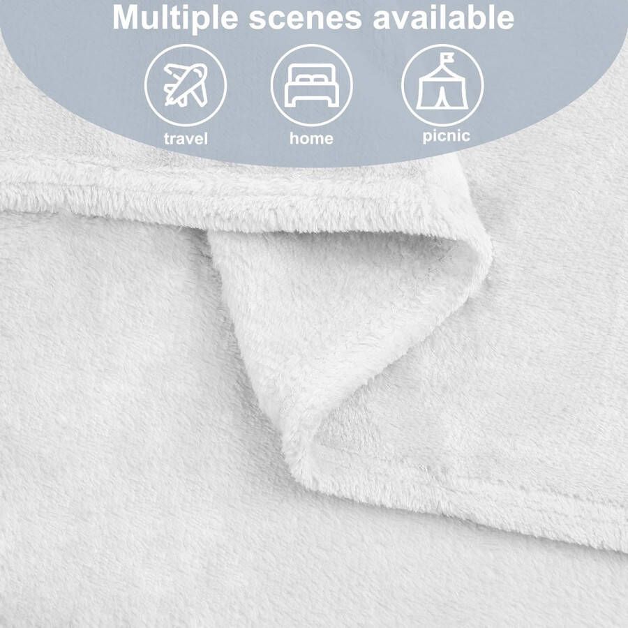 Fleece Deken Extra Zacht 100% Polyester Bankdeken Grote Winterdeken Warme Deken voor Bed Wit 130x160cm