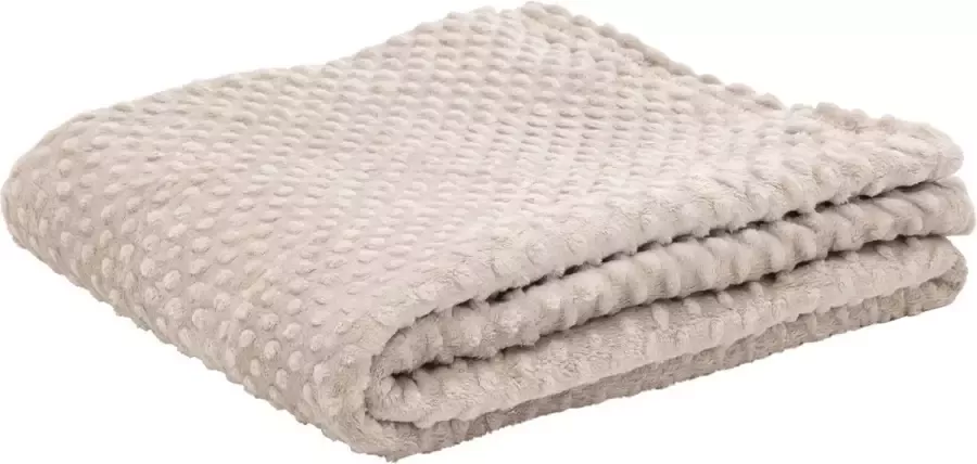 Fleece deken Fleece plaid- 220 x 240 cm Beige- Met stippels Zacht comfortabel en warm Deken voor op de bank of bed Eyecatcher voor interieur