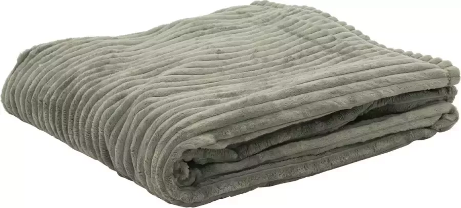 Fleece deken Fleece plaid- 220 x 240 cm Groen- Gestreept Zacht comfortabel en warm Deken voor op de bank of bed Eyecatcher voor interieur