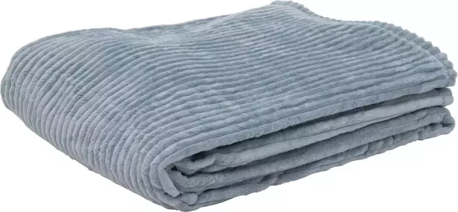 Fleece deken Fleece plaid- 220 x 240 cm Lichtblauw- Gestreept Zacht comfortabel en warm Deken voor op de bank of bed Eyecatcher voor interieur