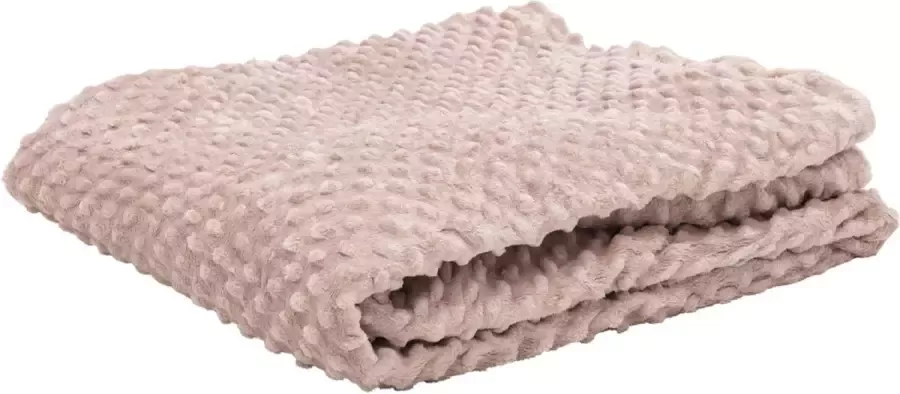 Fleece deken Fleece plaid- 220 x 240 cm Lichtroze- Met stippels Zacht comfortabel en warm Deken voor op de bank of bed Eyecatcher voor interieur