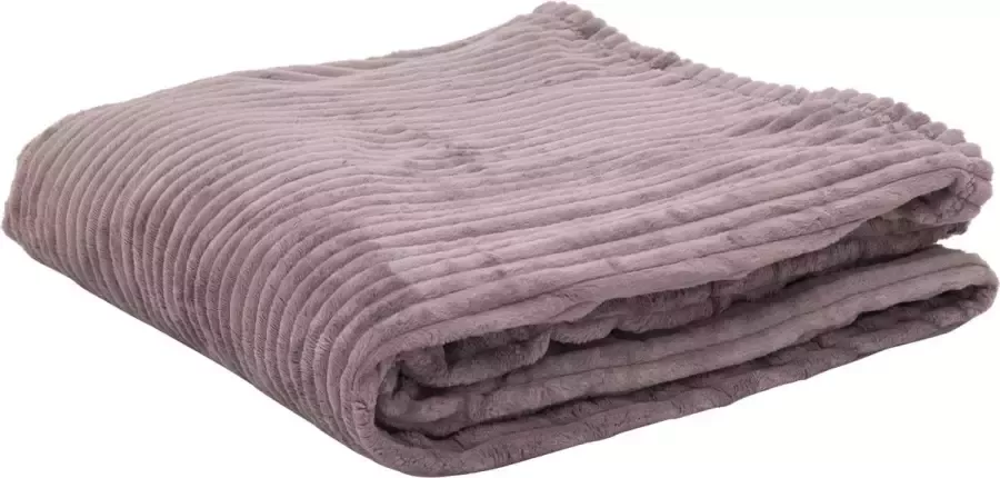 Fleece deken Fleece plaid- 220 x 240 cm Mokka- Gestreept Zacht comfortabel en warm Deken voor op de bank of bed Eyecatcher voor interieur