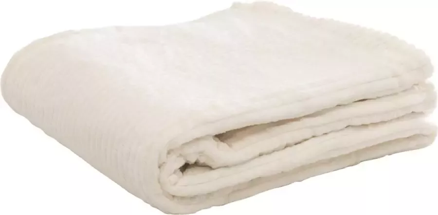 Fleece deken Fleece plaid- 220 x 240 cm Wit- Gestreept Zacht comfortabel en warm Deken voor op de bank of bed Eyecatcher voor interieur