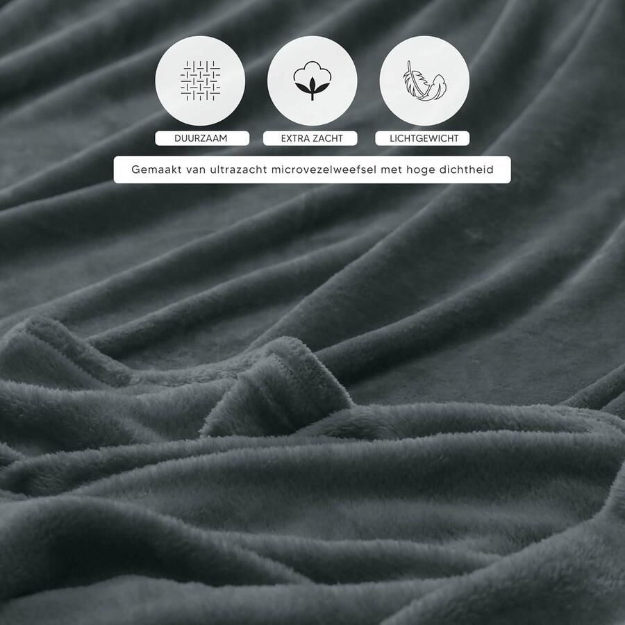 Fleece deken Grijs 130x150 cm Warme en Zachte Deken voor Bedden Banken en Stoelen