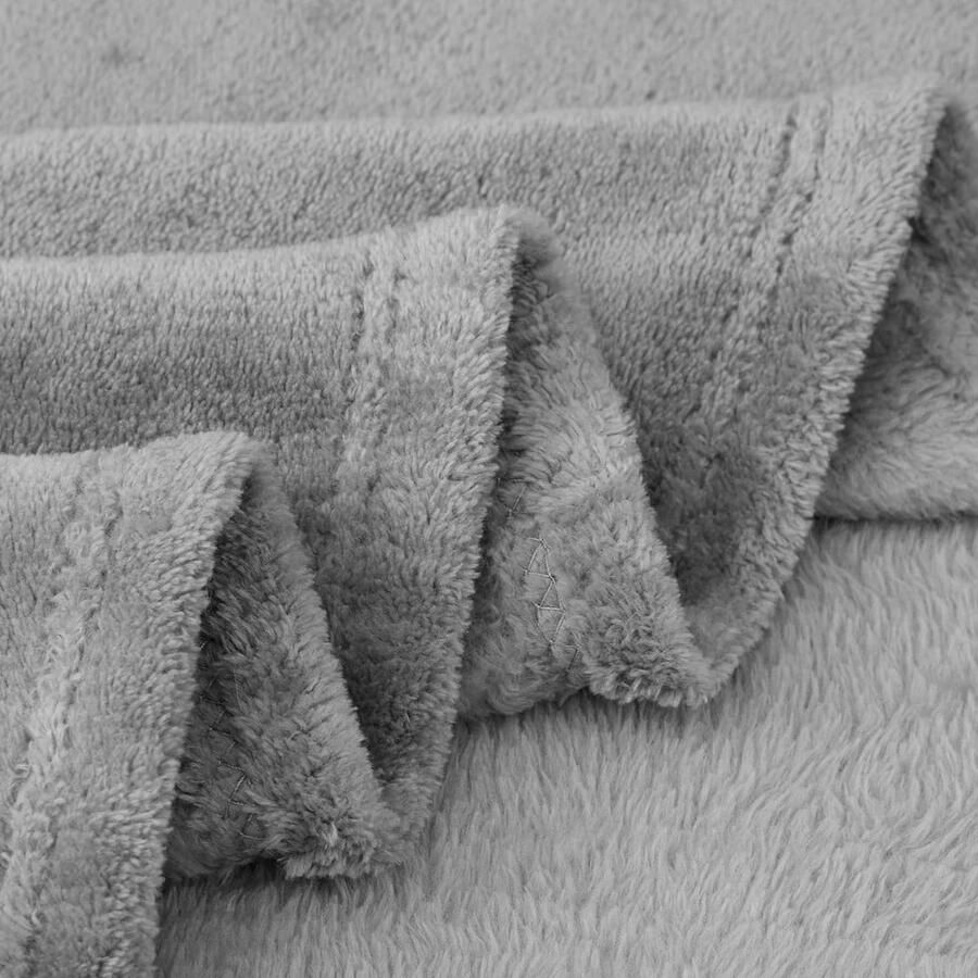 Fleece deken grijs veelzijdige zachte warme kingsize deken pluizige extra grote plaids voor bed gezellige effen flanellen deken voor sofa 230 x 270 cm grijs