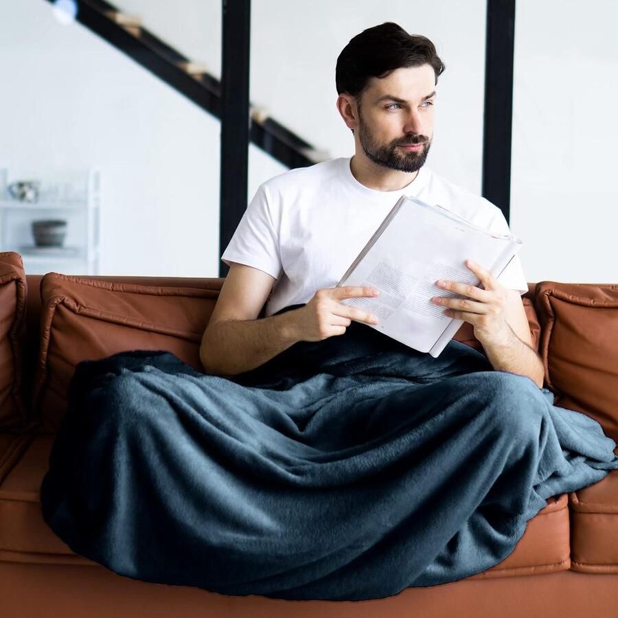 Fleece deken knuffeldeken fluffy super zacht hoge kwaliteit woondeken sprei sofa deken zomerdeken elegante gooideken sofa bank Blauw 200x150 cm