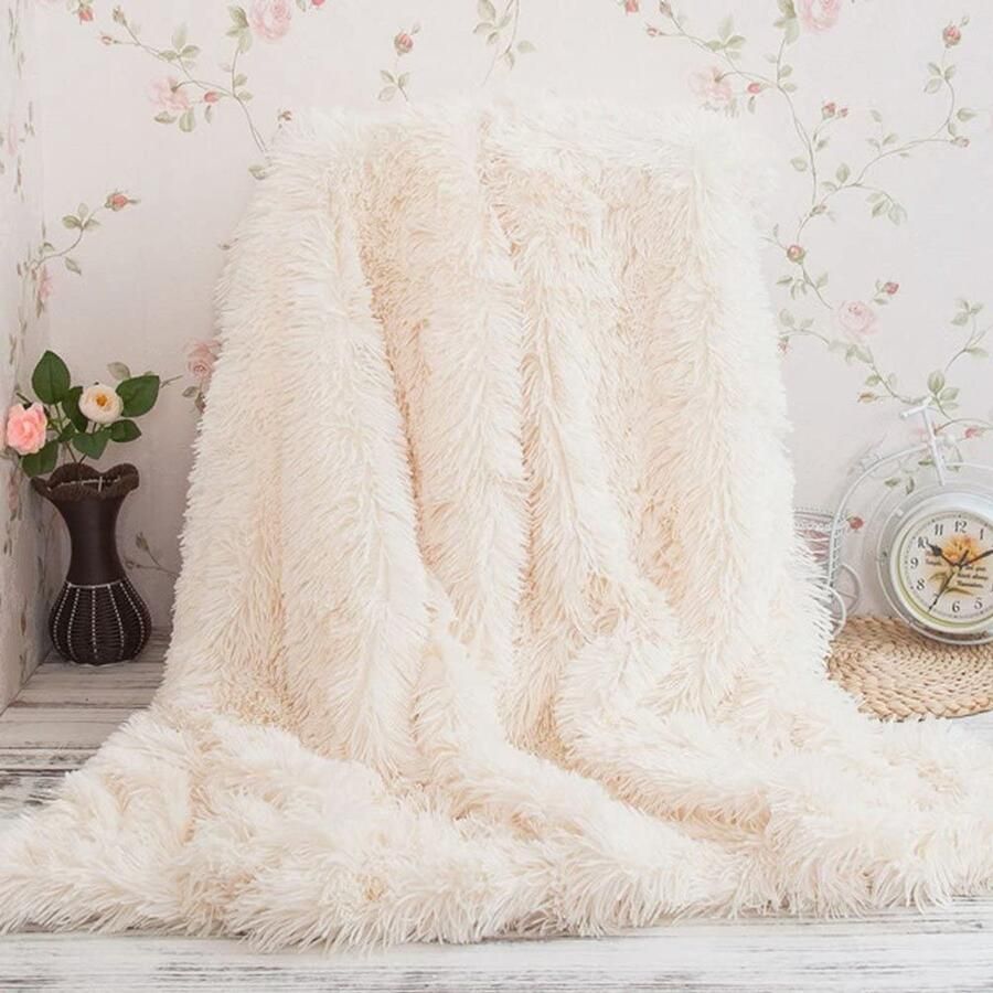 Fleece Deken Knuffeldeken Warm & Zacht Voor Bed & Sofa 1 Stuk Wit