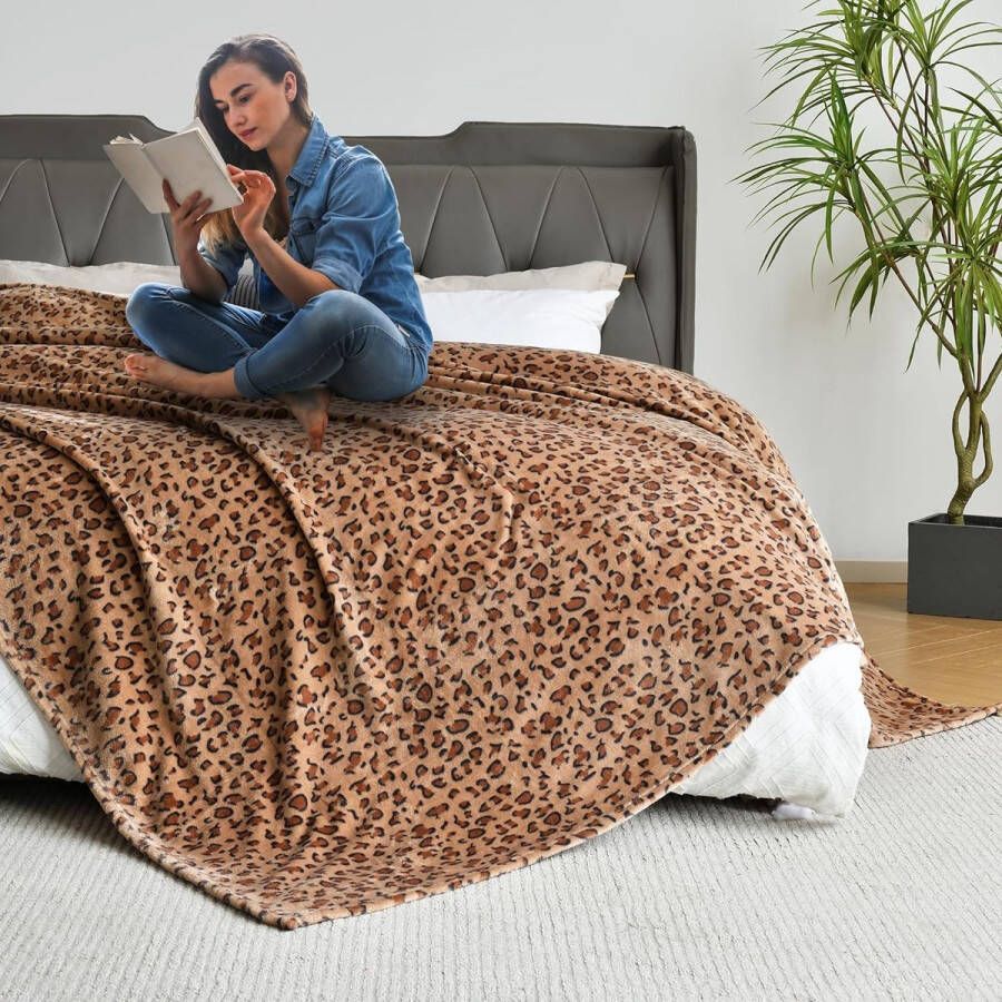 Fleece deken luipaardprint gooi deken pluizige lichtgewicht super zachte microvezel flanellen dekens voor bank bed sofa luxueus warm en gezellig voor alle seizoenen 127 cm x 152 cm