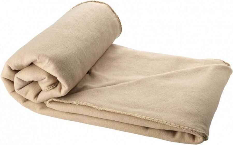 Fleece deken of plaid 5x bank bed beige 150 x 120 cm reisdeken met tasje