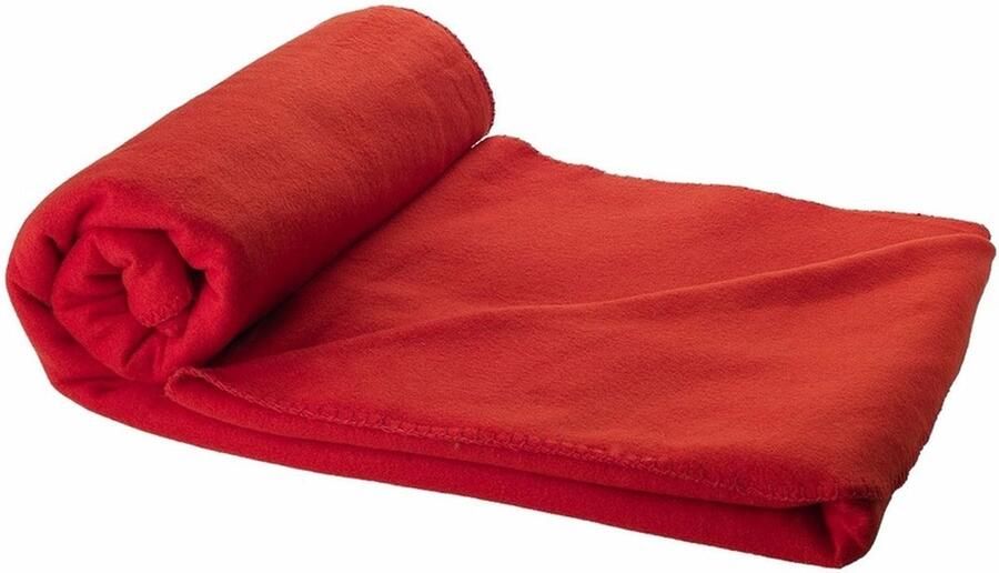 Fleece deken of plaid 5x bank bed rood 150 x 120 cm reisdeken met tasje