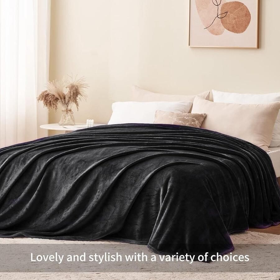 Fleece deken plaid zwart veelzijdige kingsize warme deken pluizig voor bank en bank zachte gezellige effen flanellen deken extra groot 230 x 270 cm