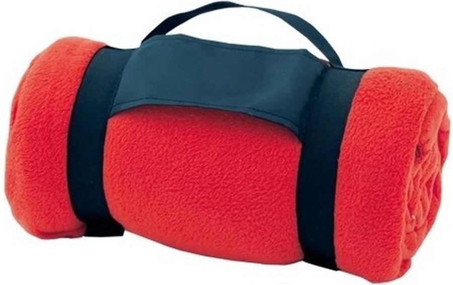 Fleece deken plaid met afneembaar handvat 6x rood 160 x 130 cm warme bank dekentje