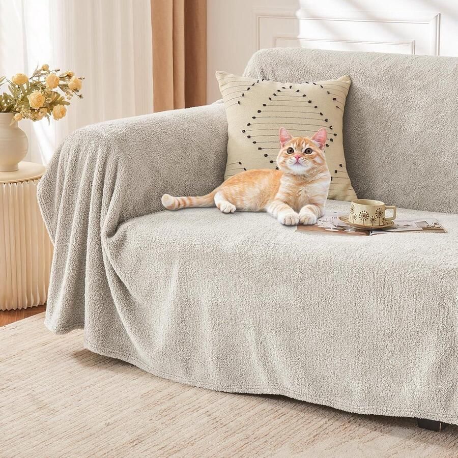 Fleece deken sherpa pluizige flanellen deken 200 x 230 cm zachte warme gezellige dekens voor bed bank fauteuils picknick grijs