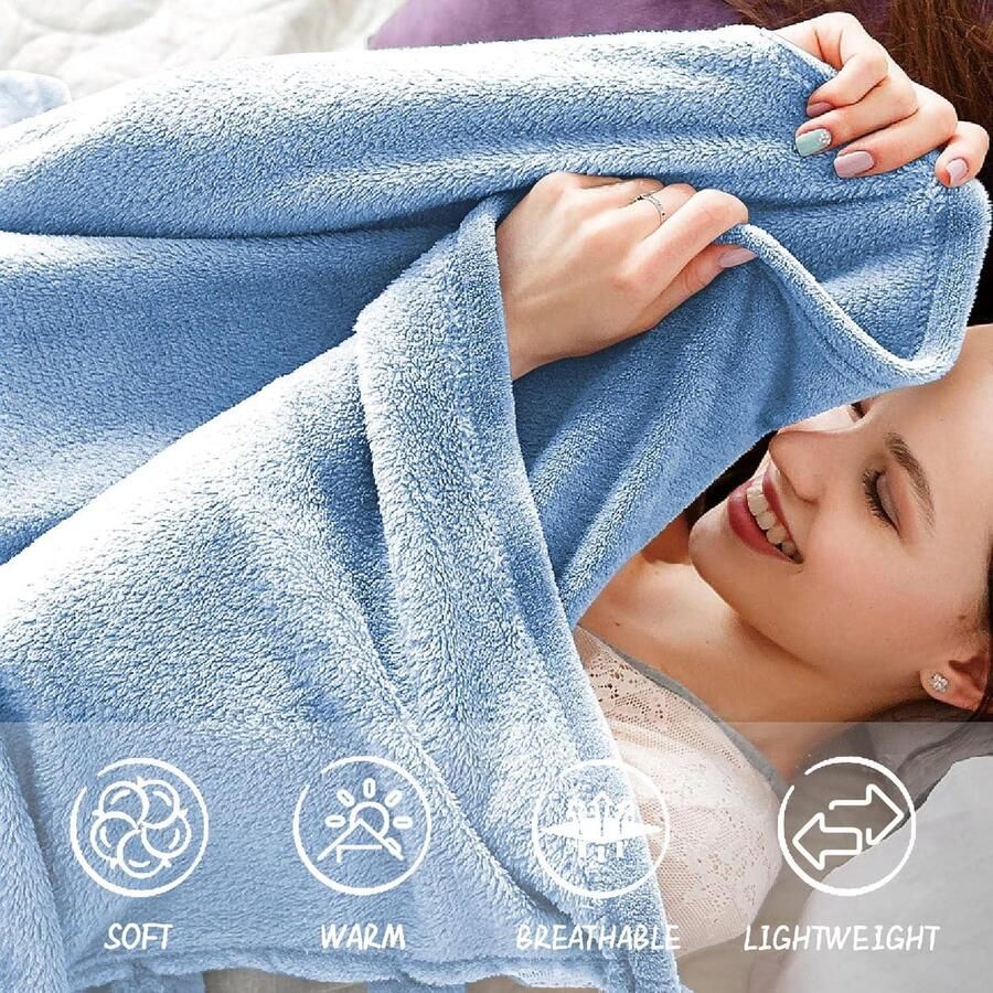 Fleece Deken Sofa 130 x 160 cm Kinderflanel Bed Deken Super Zacht Celeste