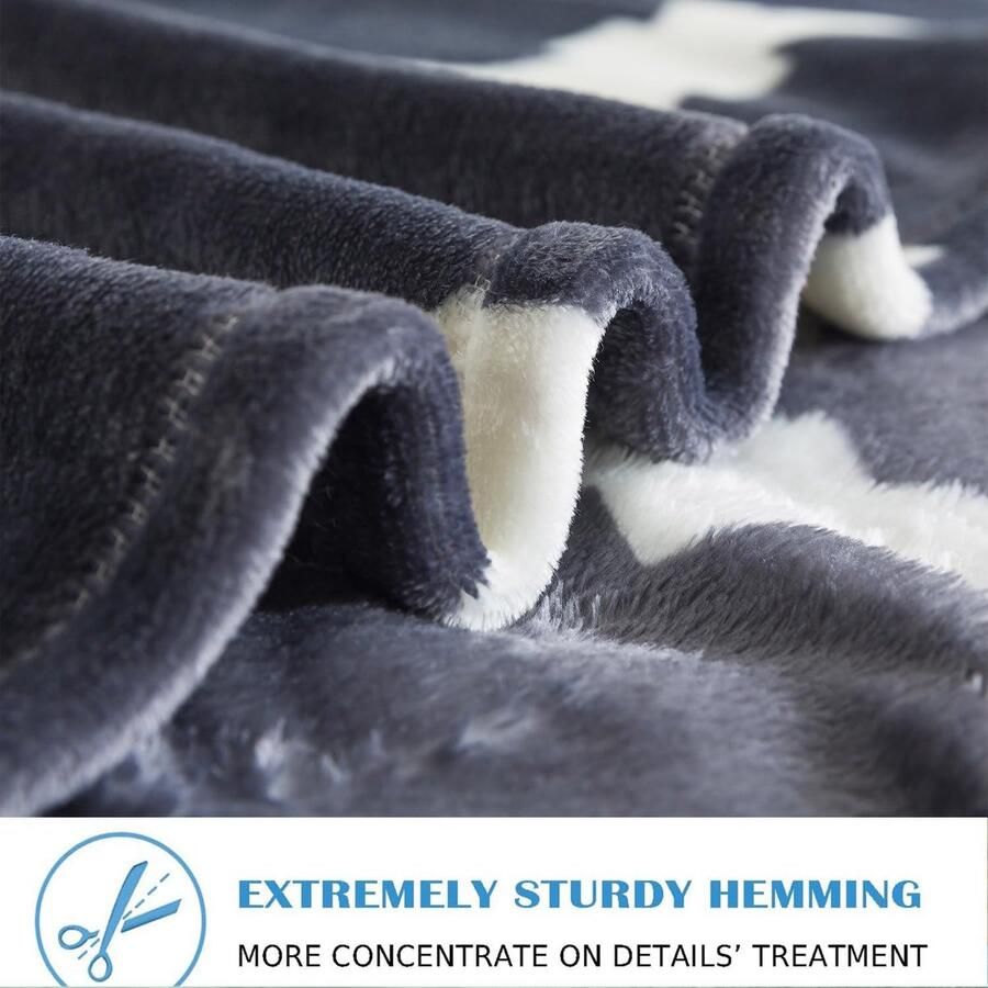 Fleece deken sofa plaid pluizige deken bed gooien voor slaapkamer bank reizen kinderen slaapkamer accessoires tweepersoons grijs en wit 150 x 200 cm