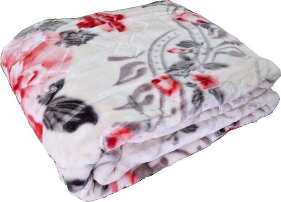 Fleece Deken Super Zacht Warm en Donzig Plaid voor op de Bank Bed of Woonkamer Decoratie 200 x 240 cm Wit Rood