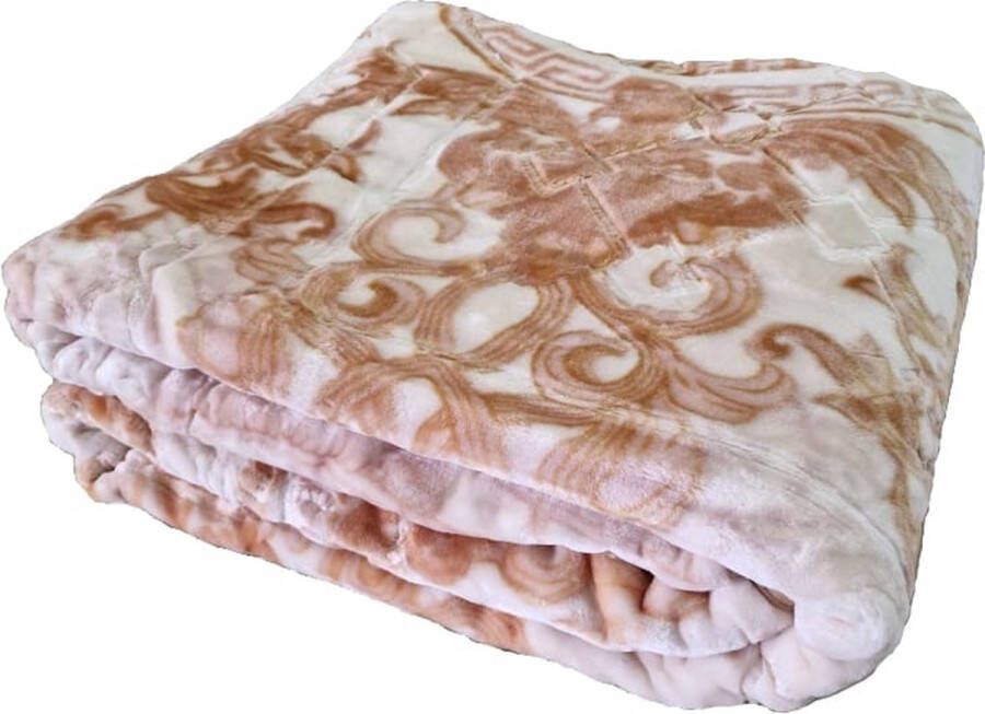 Fleece Deken Super Zacht Warm en Donzig Plaid voor op de Bank Bed of Woonkamer Decoratie 200 x 240 cm Bruin Beige