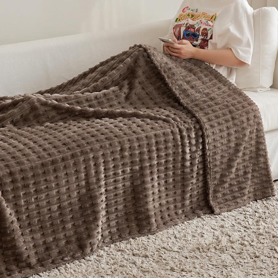 Fleece deken tweepersoonsbed Bohemian decor Deken plaid sofa eenpersoonsbed Deken decoratie huis Fauteuil 125 x 150 cm bruin