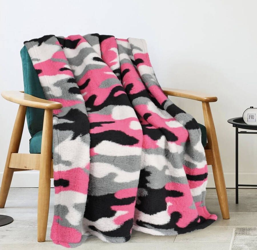 Fleece deken voor bank lichte fleece comfortabele reisdeken superzachte wollige bankdeken gezellige bankdeken grijze camo enkele laag 150 x 130 cm