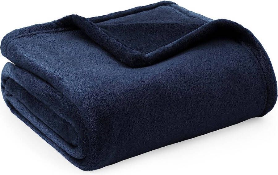 Fleece deken voor bed en bank donkerblauw 130x150cm deken voor 1 persoon super zachte donzige deken voor woonkamer en slaapkamer