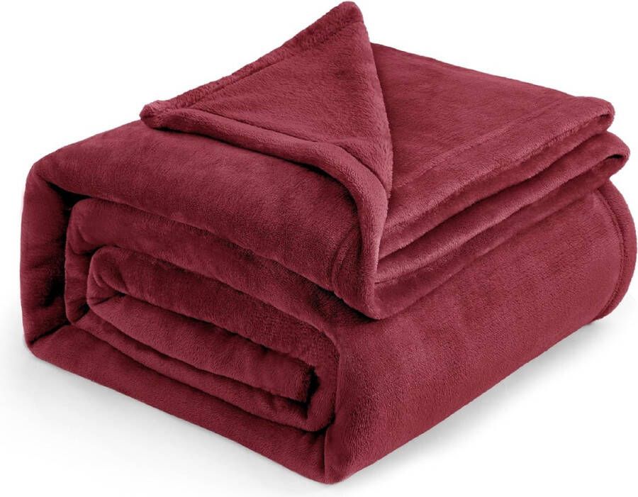 Fleece deken voor bed en bank donkerrood XXL 270x230cm grote deken voor tweepersoonsbed super zachte donzige deken voor woonkamer en slaapkamer