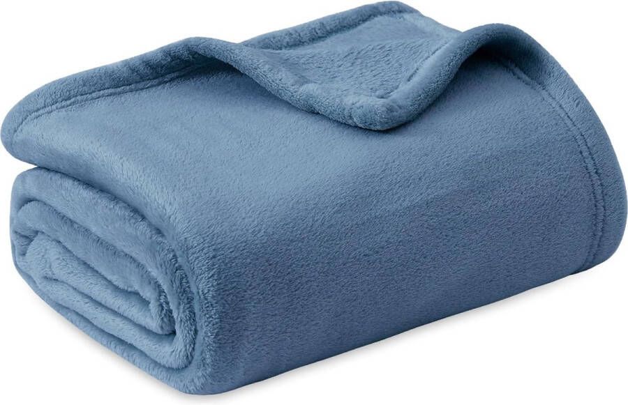 Fleece deken voor bed en bank lichtblauw 130x150cm deken voor 1 persoon super zachte donzige deken voor woonkamer en slaapkamer