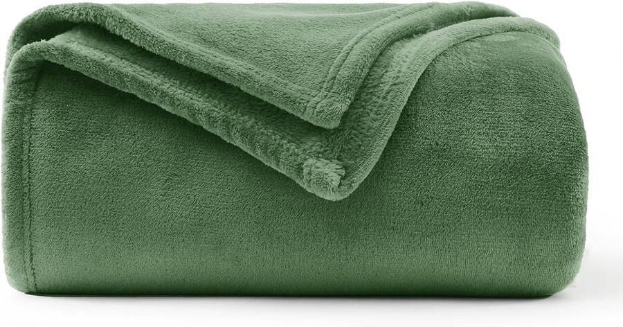 Fleece-deken voor op de bank donzig en warm 1 stuk groen 130 x 150 cm