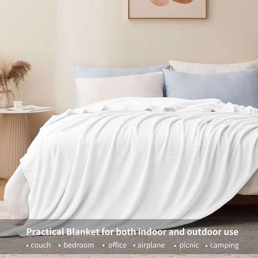 Fleece deken zachte plaid pluizige beddeken warme extra grote plaid voor bank en bank kingsize maat wit 270x230cm