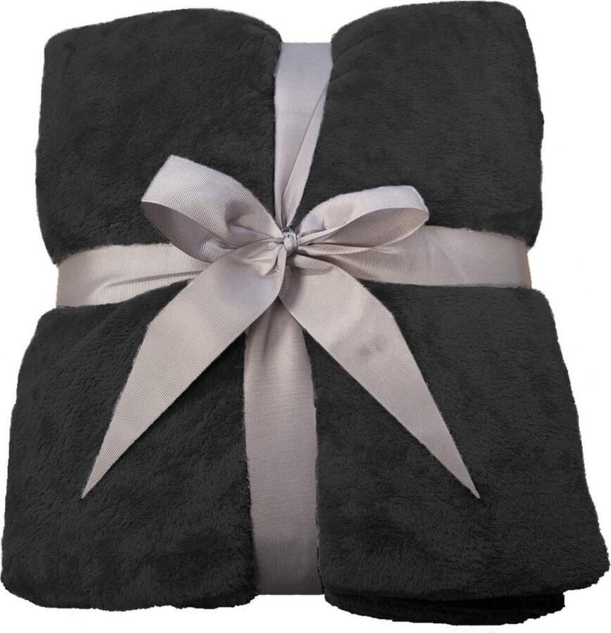 Fleece Deken Zwart Dekentje Plaid 200 x 230 Fleecedeken bed geschikt voor 220x240 Bankhoes Sprei Woondeken Bedsprei