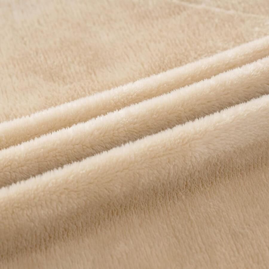 Fleece Dekens Flanellen Fleecedeken met Pompons 1 stuk Luizig Warm Perfect Geschikt voor Bed Bank Slaapkamer Reizen 220x240 cm Khaki