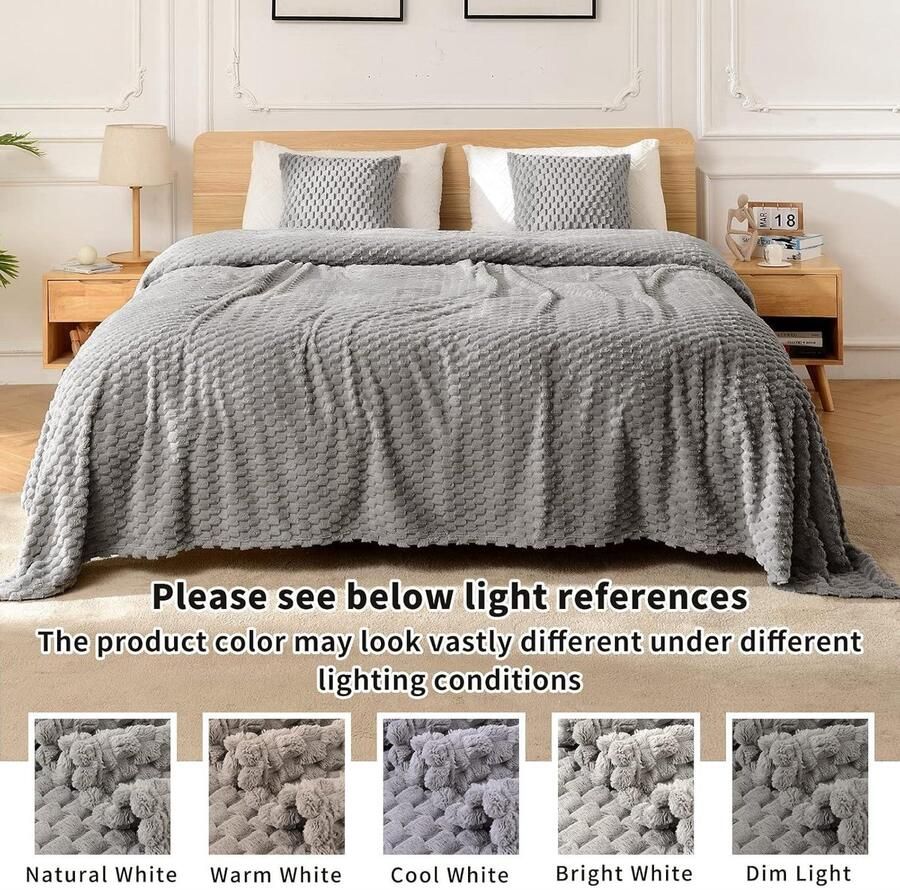 Fleece knuffeldeken extra zachte wollige dekens lichte gezellige microvezel bankdeken wollen deken voor kantoor stoel en camping 150 x 200 cm grijsachtig