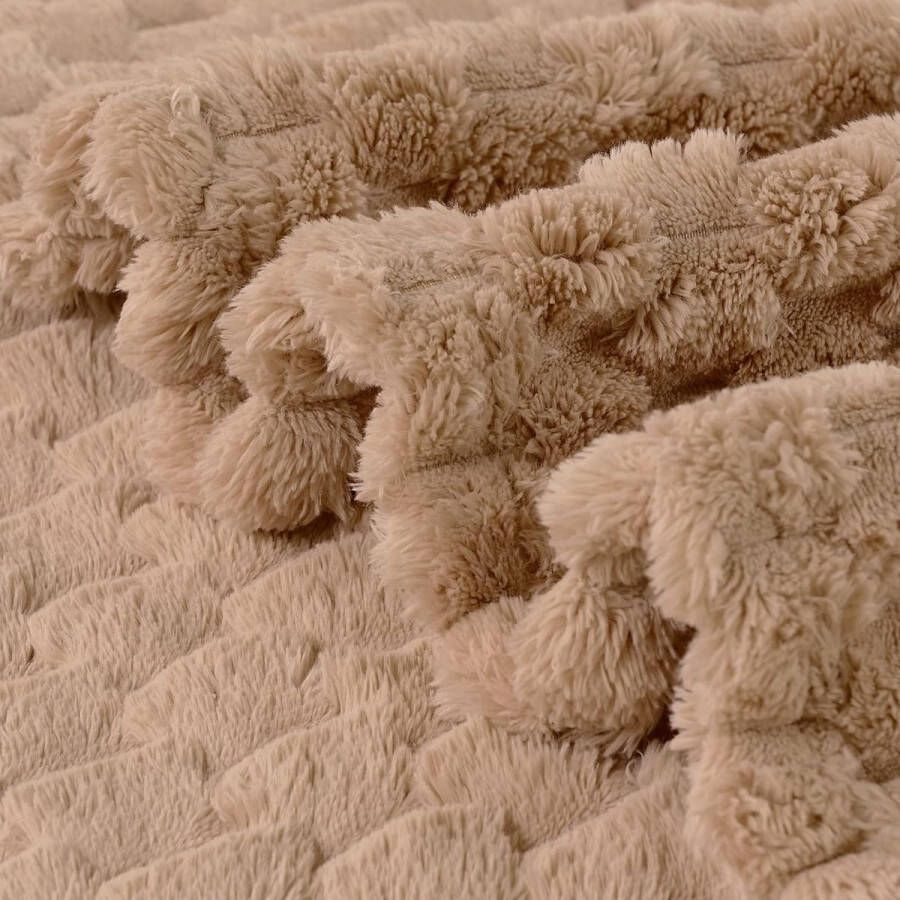 Fleece knuffeldeken extra zachte wollige dekens lichte gezellige microvezel bankdeken wollen deken voor kantoor stoel en camping 130 x 150 cm camel