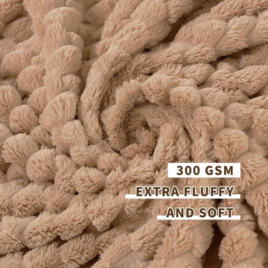 Fleece Knuffeldeken Extra Zachte Wollige Dekens Lichtgewicht en Gezellige Microvezel Bankdeken Wollen Deken Ideaal voor Kantoor Stoel en Camping 150 x 200 cm Camel - Foto 2