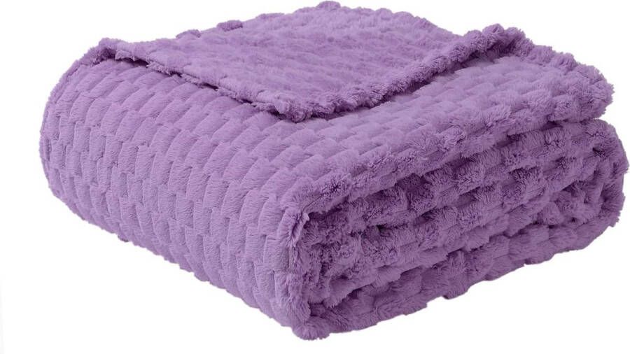 Fleece knuffeldeken extra zachte wollige dekens lichte gezellige microvezel bankdeken wollen deken voor kantoor stoel en camping 130 x 150 cm lavendel