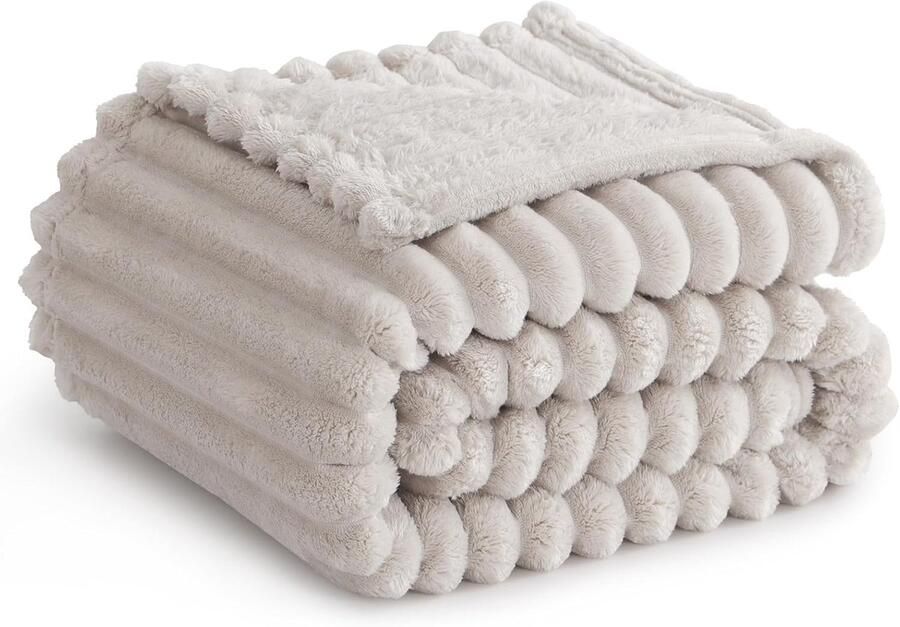 Fleece plaid 150 x 200 cm deken voor bed van 90 cm grote deken voor op de bank flanel extra zacht en warm beige 100% microvezel flanellen deken