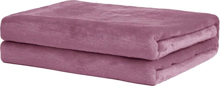 Fleece plaid super zacht donzig flanellen fleece deken warm en egale kleur voor bed en sofa (roze 125x150cm)